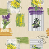Provence Oliven & Blomster - Wachstuch Tischdecke mit beigem Grund, Muster