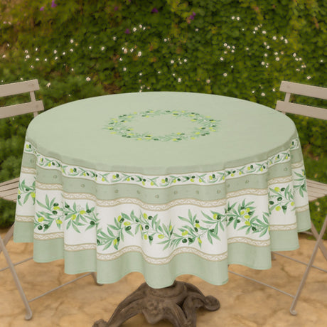 Ramatuelle Grün – Runde Provence-Tischdecke Ø 180