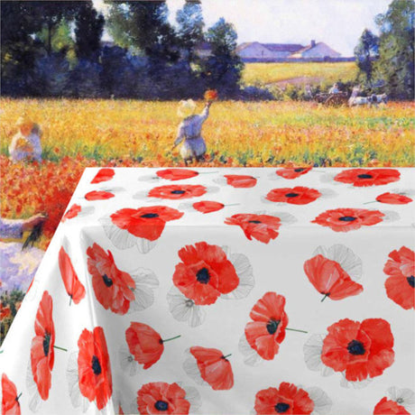 Red Coquelicot - Wachstuch Tischdecke mit roten Mohnblumen
