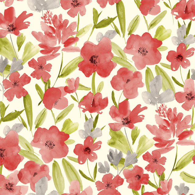 Lia Pink – Wachstuch Tischdecke mit mohnähnlichen Aquarellblumen, Muster