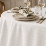 Rivera Blanco – jacquardgewebte abwaschbare Tischdecke in Offwhite, 180 cm breit, rund