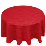 Runde damastgewebte Weihnachtstischdecke – Damask Hearts Rot, Ø 300 cm