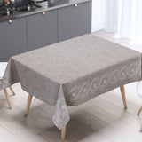 Silva Beige – beige Wachstuch Tischdecke mit eleganter Ornamentbordüre, Ambiente