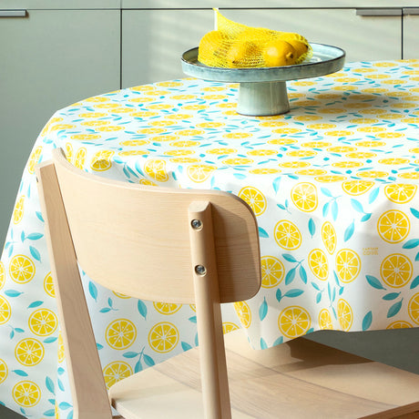 Slice Me Up Limonata – Captain Cook Wachstuch Tischdecke mit grafischem Zitrusprint, Ecke