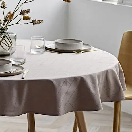Södahl Tiles runde Damast Tischdecke Ø 180 cm - Taupe, Ecke