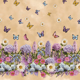 Sommereng Beige – Wachstuch Tischdecke mit Blumen und Schmetterlingen, Muster