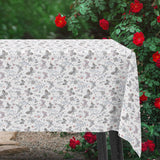 Sommerfavn Grau – Wachstuch Tischdecke mit Schmetterlingen und Blumen