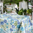 Sommerflor Blau – Wachstuch Tischdecke mit farbenfrohem Blumenmuster, Ambiente