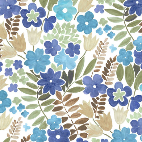 Sommerflor Blau – Wachstuch Tischdecke mit farbenfrohem Blumenmuster