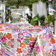 Sommerflor Rosa – Wachstuch Tischdecke mit farbenfrohem Blumenmuster, Ambiente