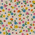 Sommerranker – Beige Wachstuch Tischdecke mit farbenfrohen Blumen