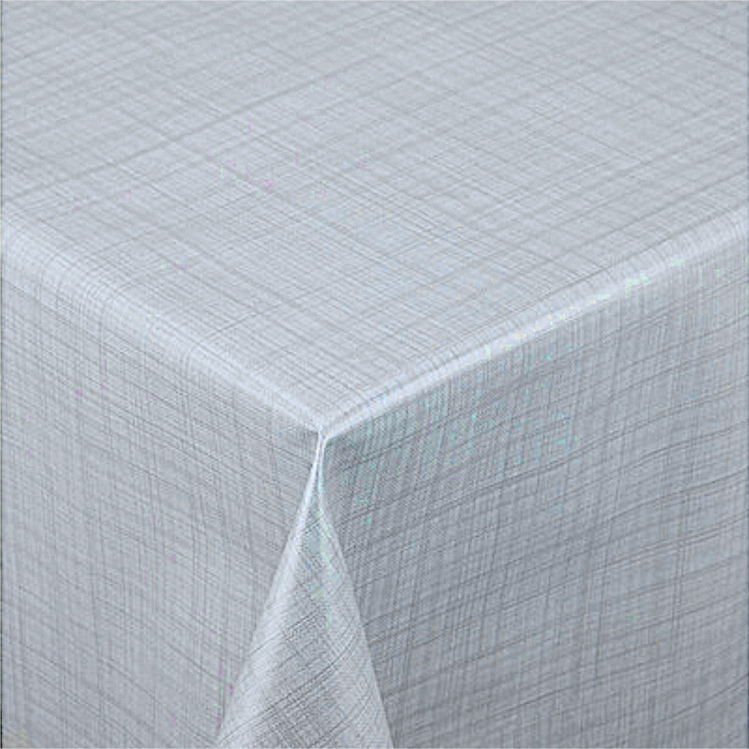 Steel Mist – Glatte Wachstuch Tischdecke in Mausgrau mit feinem grafischem Muster