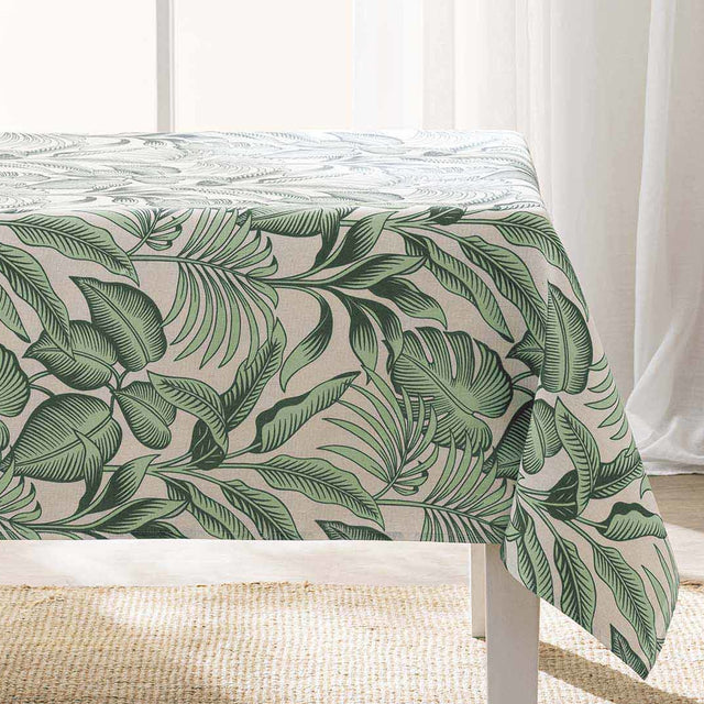Stilys Sauge – Stofftischdecke in Leinenoptik mit botanischem Blättermuster – 140 x 240 cm