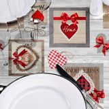 Sweet Love - Wachstuch Tischdecke mit Herzen, Karos und warmen Details, Nahaufnahme