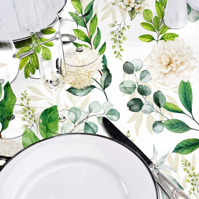 Textilia Dulcette – Wachstuch Tischdecke mit botanischem Muster, Nahaufnahme