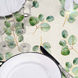 Textilia Glitter Eucalyptus – Wachstuch Tischdecke in Leinenoptik mit Goldeffekt, Nahaufnahme