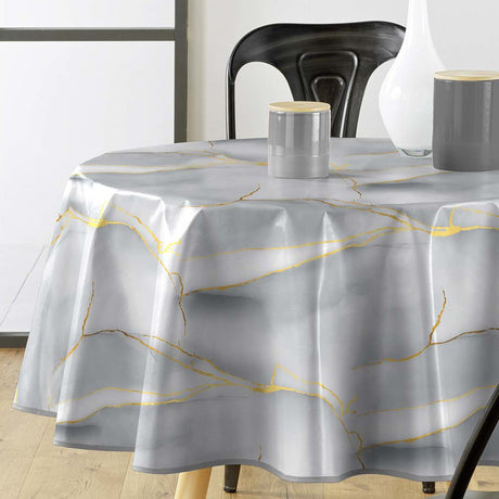 Textilia Glitter Marbrella – runde Wachstuch-Tischdecke Ø 155 cm, Ambiente