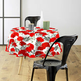 Textilia Occitanie - Runde Wachstuch-Tischdecke mit schönen roten Blumen, Ø 155 cm, Ambiente