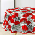 Textilia Occitanie - Runde Wachstuch-Tischdecke mit schönen roten Blumen, Ø 155 cm