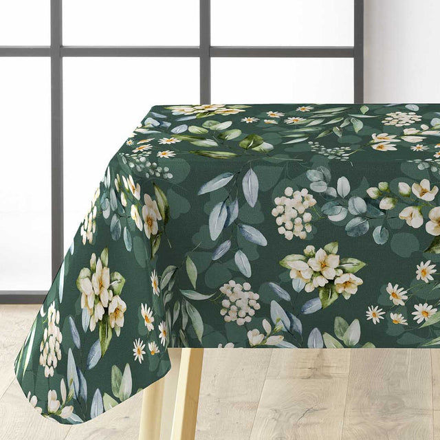 Textilia Paquerette - Wachstuch Tischdecke mit Blumen und Grün, Ecke