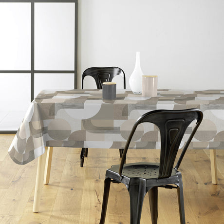 Travis Naturel - Wachstuch Tischdecke mit grafischen Formen in neutralen Nuancen, Ambiente