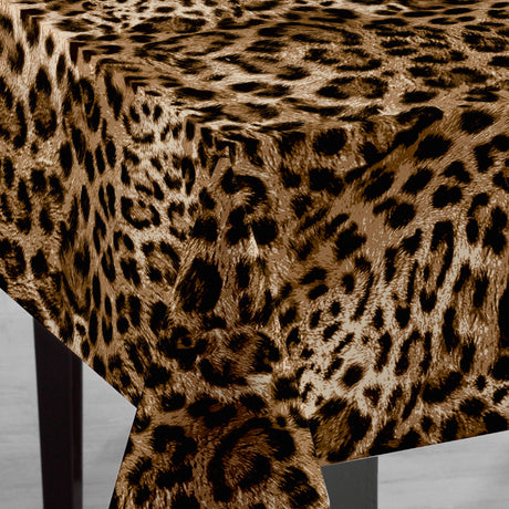 Wachstuch Tischdecke Leopard Luxe – exotische Tischdekoration mit Animalprint, Ecke