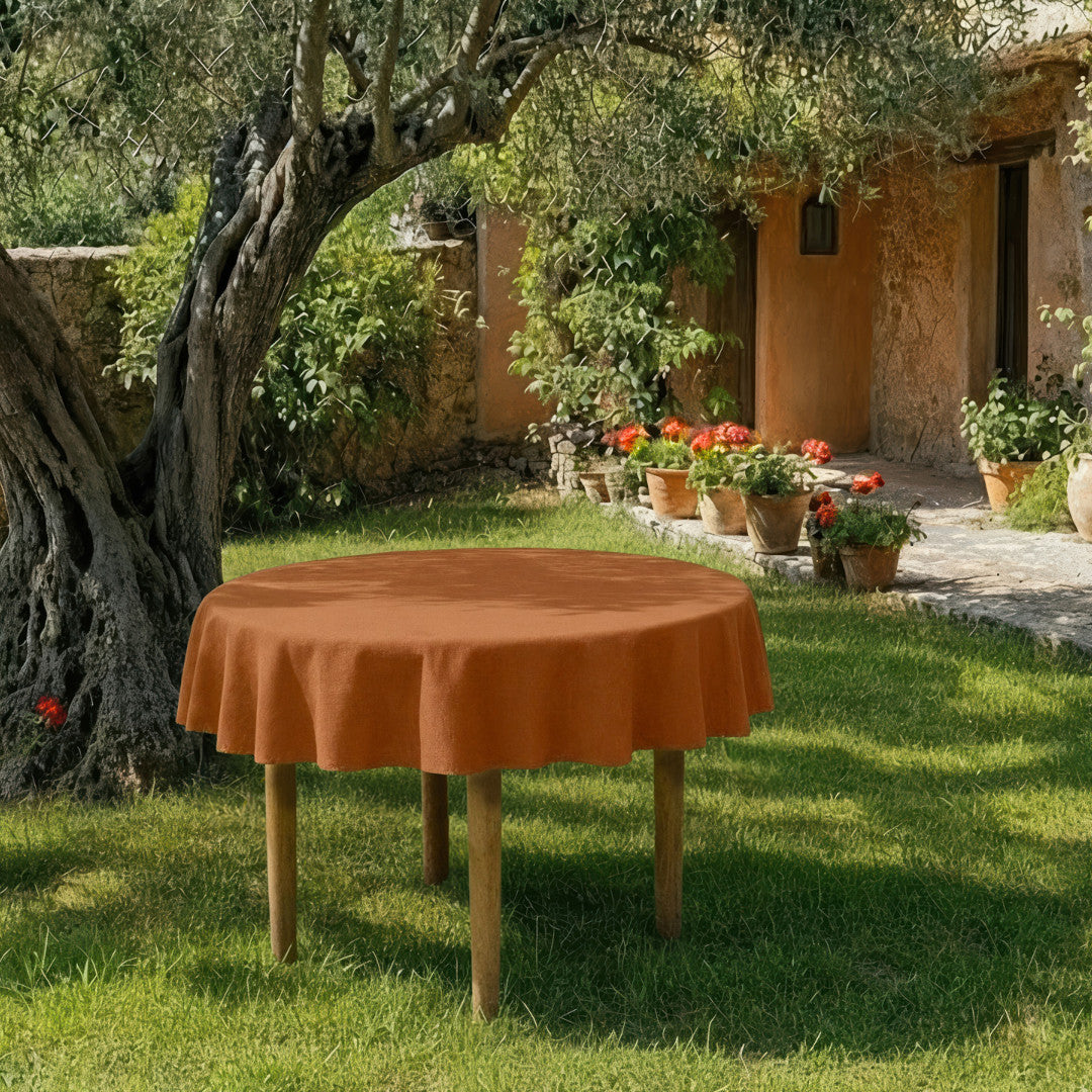 WOW Leinentischdecke, Essence Henna – rund Ø 180 cm, Ambiente 1