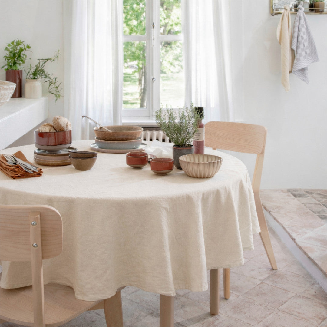 WOW Leinentischdecke, Essence Ivory – rund Ø 180 cm