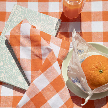 WOW Spring Apricot – Karierte Stoffservietten 45 x 45 cm (4er-Pack), Ambiente
