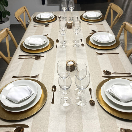 Welss Lino Beige, jacquardgewebte abwaschbare Tischdecke, 160 cm breit