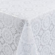 White Chantilly – weiße Wachstuch Tischdecke in Spitzenoptik mit klassischem Rosettenmuster
