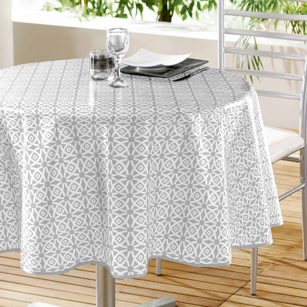 Abaca grau - runde Wachstuch-Tischdecke ca. Ø 155 cm