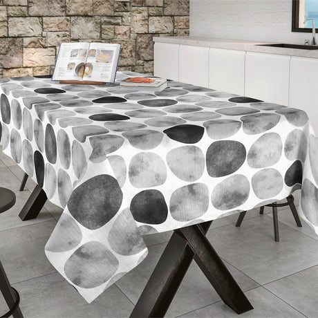 Arapoff Piedra - Stonefree Retro, abwaschbare Tischdecke in Weiß/Grau/Anthrazit - 160 cm