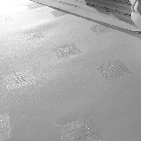 Cezanne Silber Lurex - Jacquardgewebte abwaschbare Tischdecke, 140 cm breit