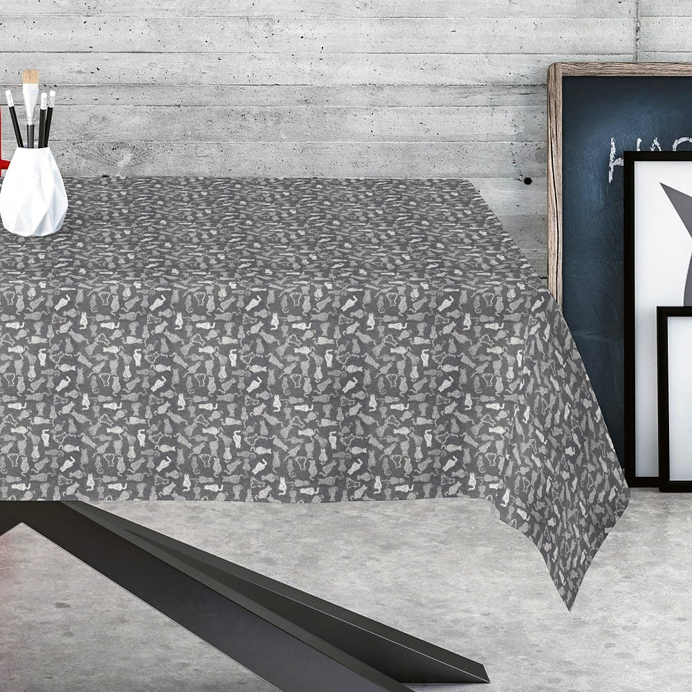 Dumond Anthrazit - jacquardgewebte abwaschbare Tischdecke, 180 cm breit