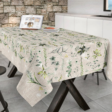Frühlings-Tischdecke – abwaschbare Tischdecke mit schönem Blattdesign, 140 cm