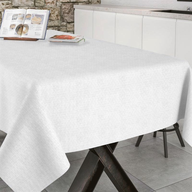 Corbaz weiß, jacquardgewebte abwaschbare Tischdecke, 140 cm breit