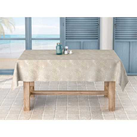 Frida Lino Beige, jacquardgewebte abwaschbare Tischdecke, 160 cm breit