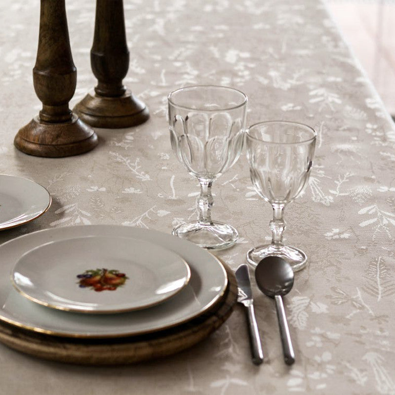 Lorrain Lino Beige, jacquardgewebte abwaschbare Tischdecke, 160 cm breit