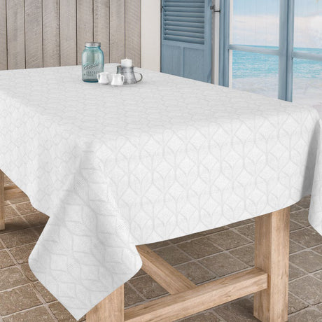 Manno Blanco, jacquardgewebte abwaschbare Tischdecke, 180 cm breit
