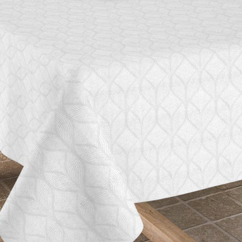 Manno Blanco, jacquardgewebte abwaschbare Tischdecke, 180 cm breit