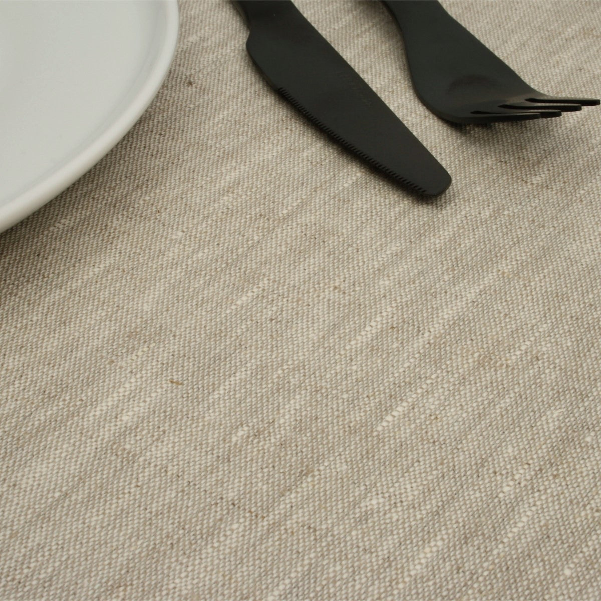 Einfarbig Sand – abwaschbare Tischdecke aus 100 % Leinen, 140 cm breit