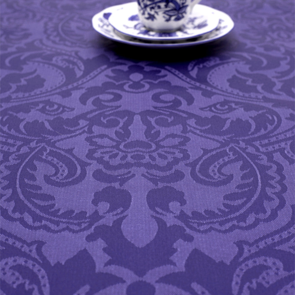 Visconti Jacquard Blau - Gewebte abwaschbare Tischdecke mit schönem klassischem Muster - 160 cm breit
