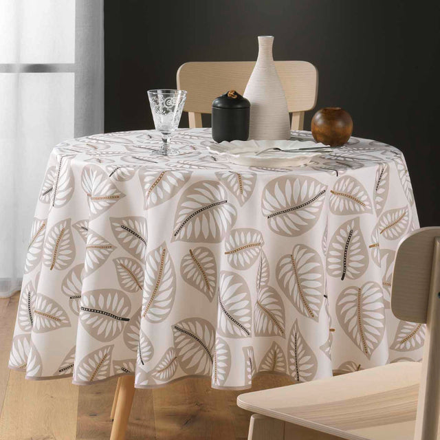 Alma Natural Ø 180 cm, runde Tischdecke mit Fleckschutz