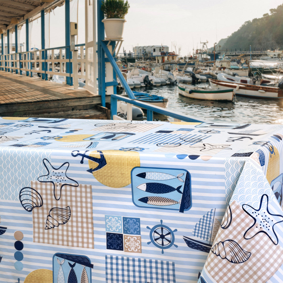 Alt Godt fra Havet - Wachstuch Tischdecke mit maritimen Motiven