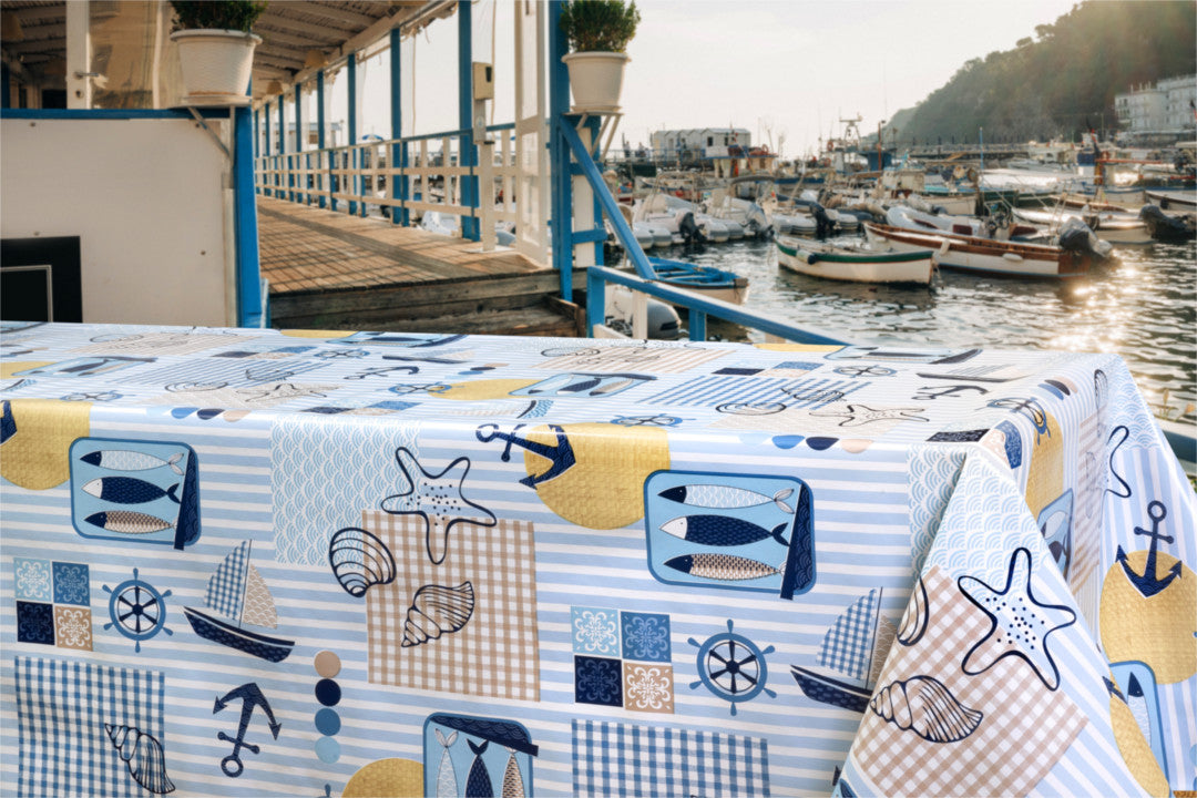 Alt Godt fra Havet - Wachstuch Tischdecke mit maritimen Motiven