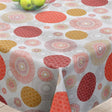 Alvares Terracotta – abwaschbare Tischdecke mit schönen Kreismotiven – 150 cm breit