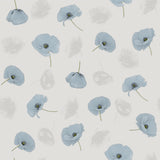 Amapolas Blue – Wachstuch Tischdecke mit feinen blauen Mohnblumen, Muster