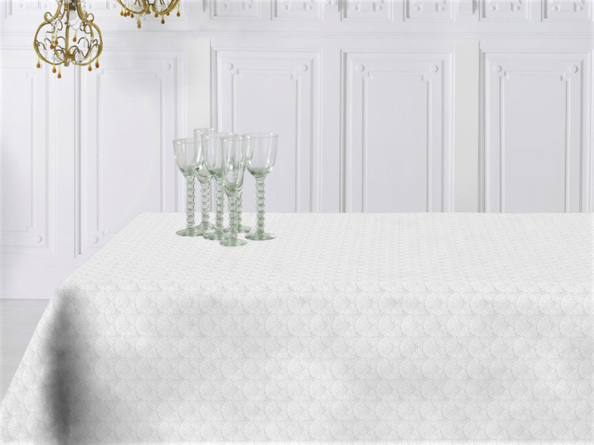 Amigoni Blanco – jacquardgewebte abwaschbare Tischdecke, 160 cm