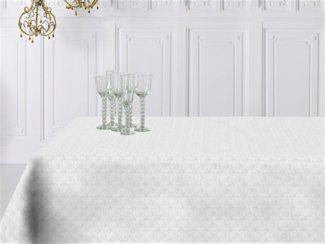 Amigoni Blanco – jacquardgewebte abwaschbare Tischdecke, 160 cm